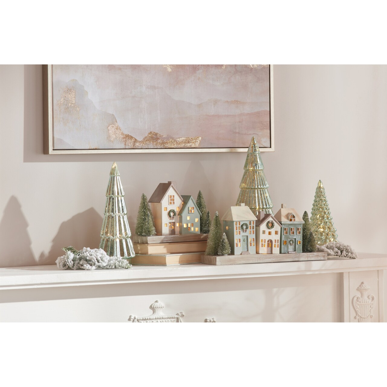 Melrose LED Winter Village Christmas Decoration - 11.75" - White and Green